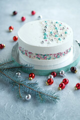 Obraz na płótnie Canvas Christmas cake. Delicious slice of birthday cake. High quality photo