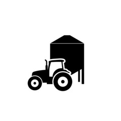 Tractor and silo icon isolated on white background