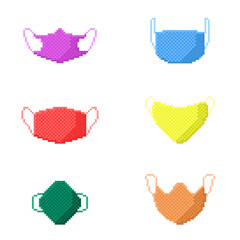 set of colored pixel masks against viruses
