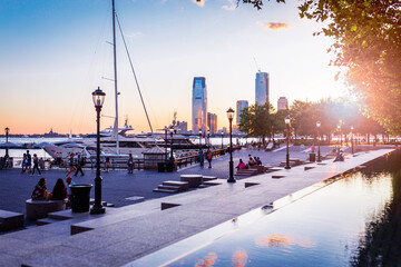Obraz premium New York City harbor, New Jersey skyline seen from Manhattan, New York, USA