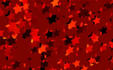 Dark Red, Yellow vector texture with beautiful stars.