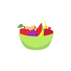 Kitchen bowl with fresh ripe fruits for healthy natural organic nutrition.