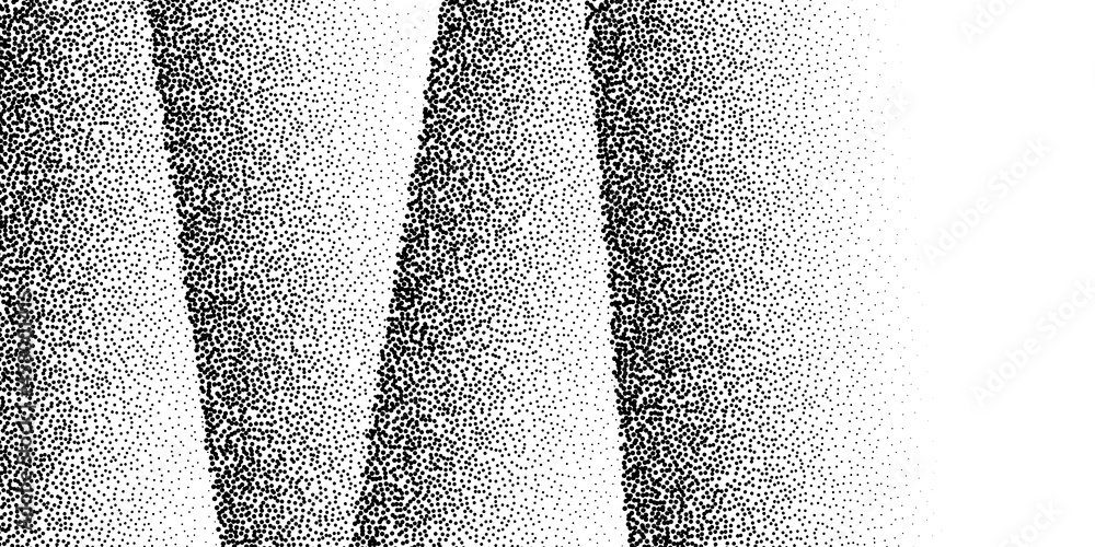Poster dotwork stripes pattern vector background. black noise dots. sand grain lines. black dots grunge ban