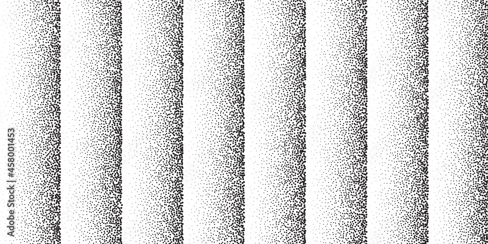 Poster dotwork stripes pattern vector background. black noise stipple dots. sand grain lines. black dots gr