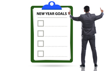 Businessman in new year resolution concept