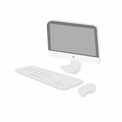 computer with keyboard and mouse. cartoon vector