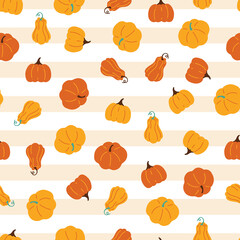 Autumn texture with colourful pumpkins