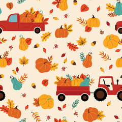 Pumpkin delivery vector seamless pattern
