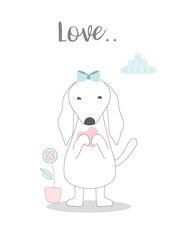 Cute animals on white background,poster,template,cards,dog,zoo,Vector illustrations.