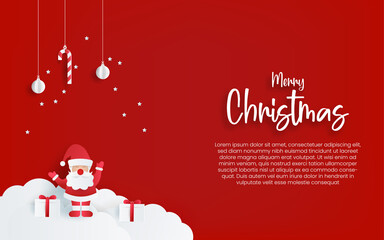 merry christmas background design with paper cut style.