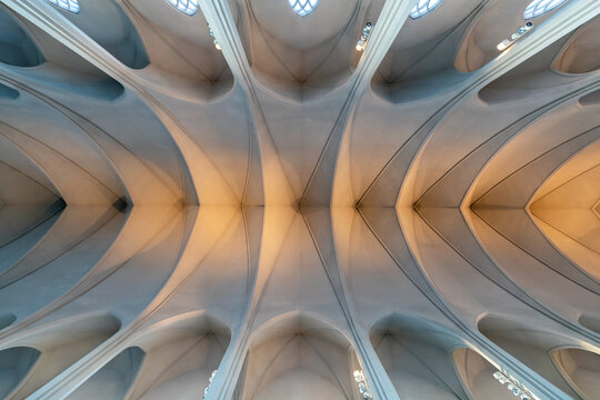 Gothic ceiling  of the Hallgrimskirkja Church, Reykjavik