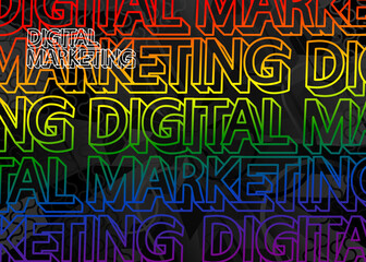 Digital Marketing, Vector logo. Quotes and phrases for cards, banners, posters, pillow and clothes. Festive design. Gay pride month vector concept. Lgbt lettering.