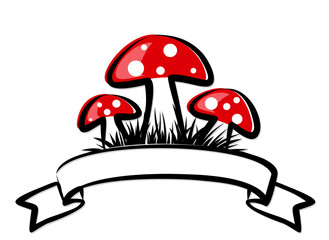 Red Forest Mushrooms symbol with grass.
