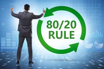 Businessman in pareto rule illustration