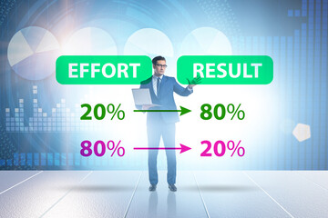 Businessman in pareto rule illustration