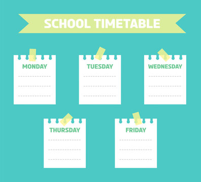 Cartoon back to school timetable template.