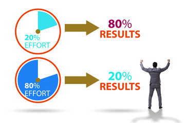 Businessman in pareto rule illustration