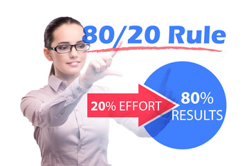 Businesswoman in pareto rule illustration