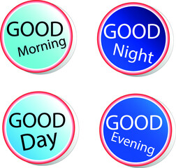 a set of gradient round shape stickers with the words 