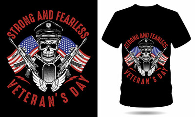 strong and fearless american soldier vateran's day tshirt design