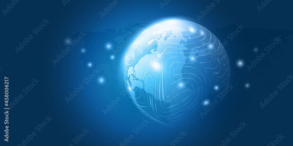Poster cloud computing and networks concept with earth globe - abstract global digital connections, technol