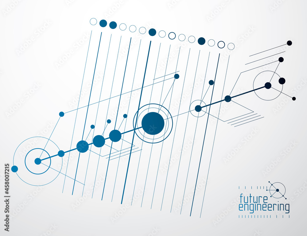 Poster engineering technological vector wallpaper made with circles and lines. modern geometric composition