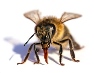 bee or honeybee Apis Mellifera isolated on white