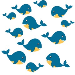 whales pattern blue fish from the ocean