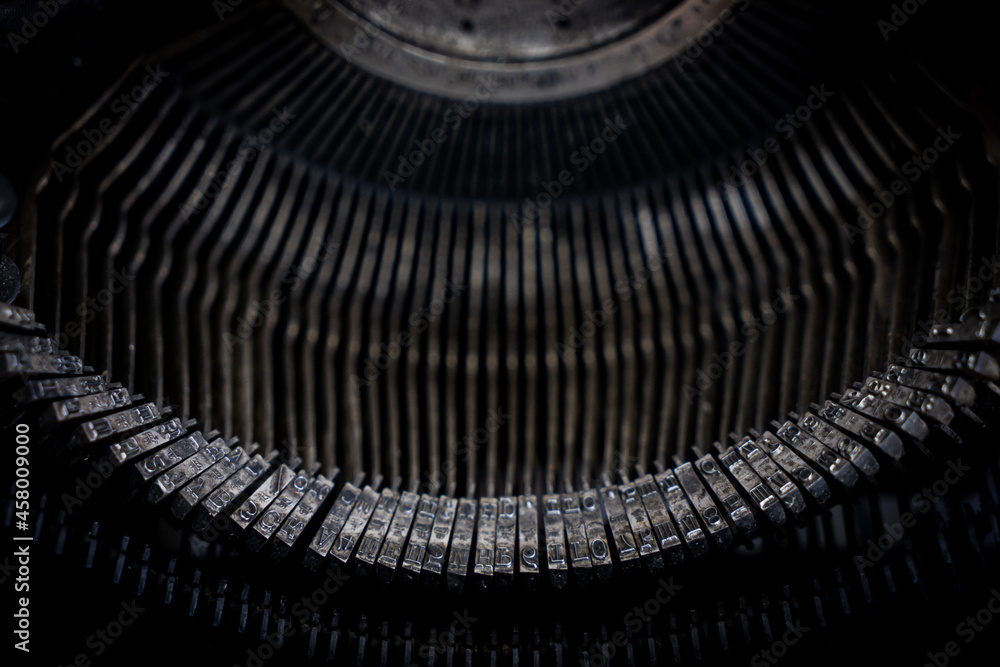 Fototapete abstract typewriter background with metal part and elements of retro typewriter