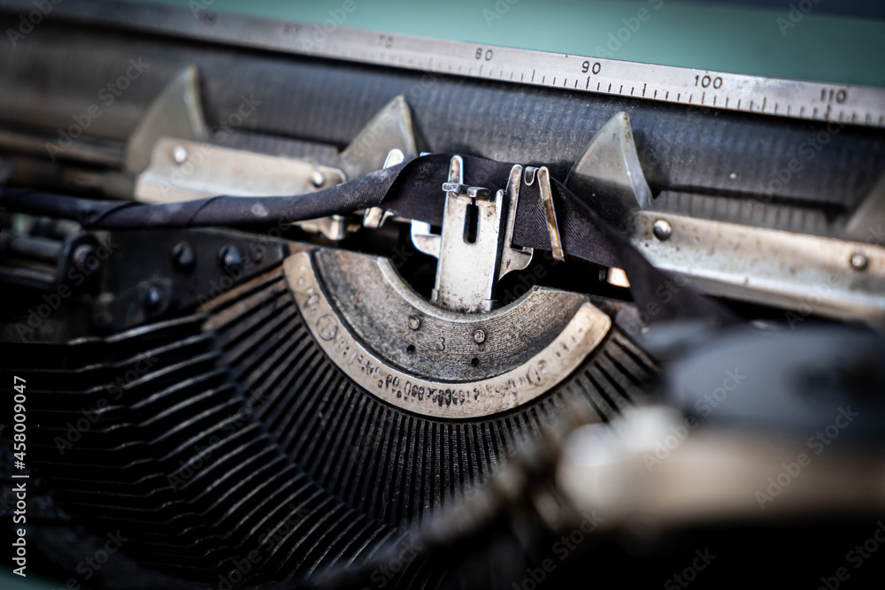 Fototapete abstract typewriter background with metal part and elements of retro typewriter
