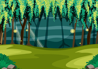 Fototapeta premium Empty fairytale forest at night