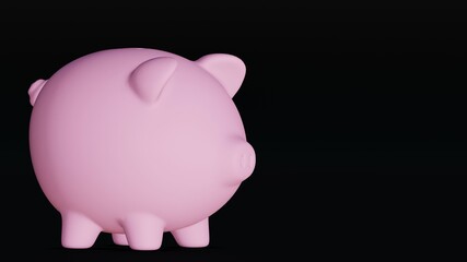 Piggy bank or piggybank isolated with copy space.  3d illustration. 