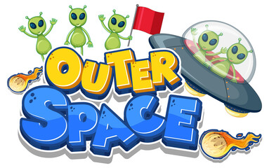 Outer Space logo with many aliens