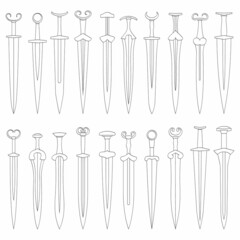 vector monochrome icon set with ancient swords for your project