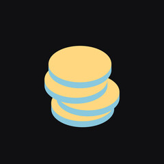 Stack of Graphic Gold Coins. Isolated Money on Black Background. Vector illustration