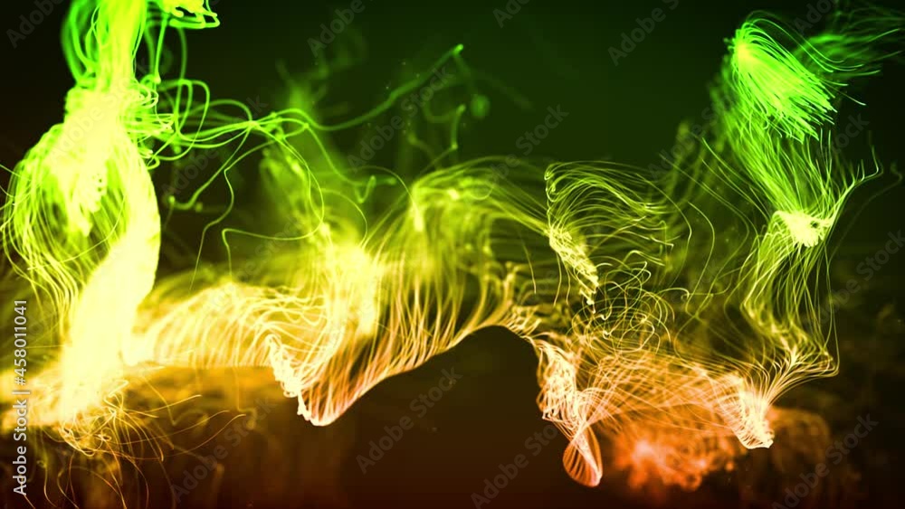 Poster abstract fluid particles graphic background loop/ 4k animation of an abstract slow motion fluid part