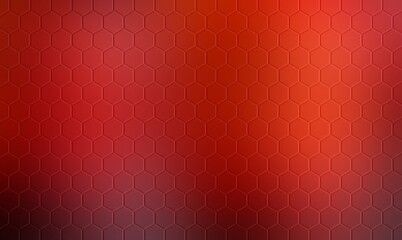 Orange hexagonal tiles empty wall smooth surface. Geometric textured background.