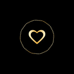 Heart sign icon in golden frame. Vector illustration eps 10
