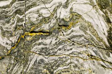 Marble quarry, marble rocks in the wild. Natural stone. Ancient marble quarry, marble rocks in the wild. Pieces of marble mountain. Tourism and travel