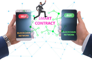 Businessman using mobile smartphones in smart contracts