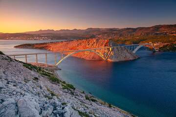 Krk Bridge, Croatia. Image of Krk Bridge which connects the Croatian island of Krk with the...