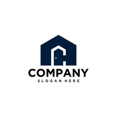 abstract letter CH, HC logo design with home vector graphic