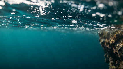 Underwater view of the sea surface
