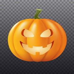 Halloween pumpkin vector illustration. Autumn holidays. Closeup isolated on transparent background