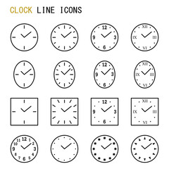 Clock line icons
