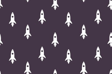 Fototapeta premium Simple Rocket Seamless Pattern Blue Design