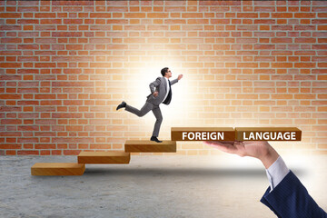 Foreign language concept with steps