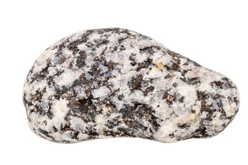 Top view of single black and white pebble