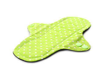 Cloth menstrual pad isolated on white. Reusable female hygiene product