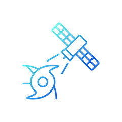 Weather, climate monitoring satellite gradient linear vector icon. Meteorological observation system. Thin line color symbol. Modern style pictogram. Vector isolated outline drawing